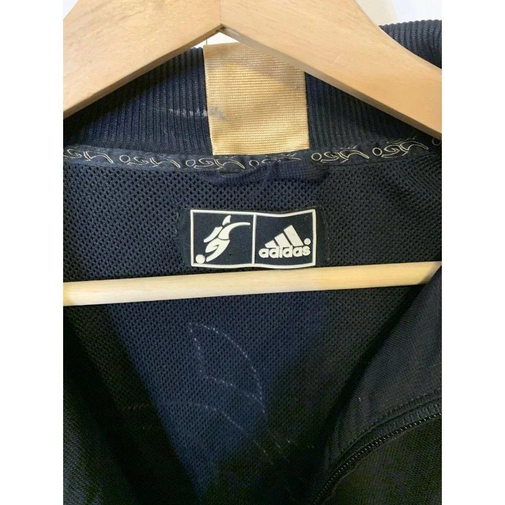 ADIDAS Navy Full Zip Men's Sz‎ S Soccer Jacket Logo kicking ball Rare